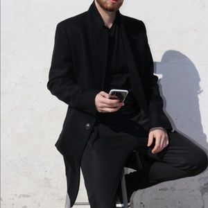 Black lapel overcoat